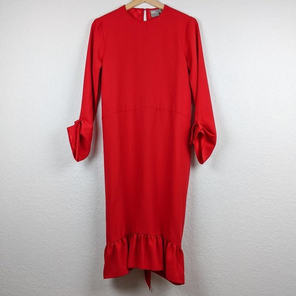 ASOS Dresses & Skirts - asos NWT Red Midi Long Sleeve Dress 2